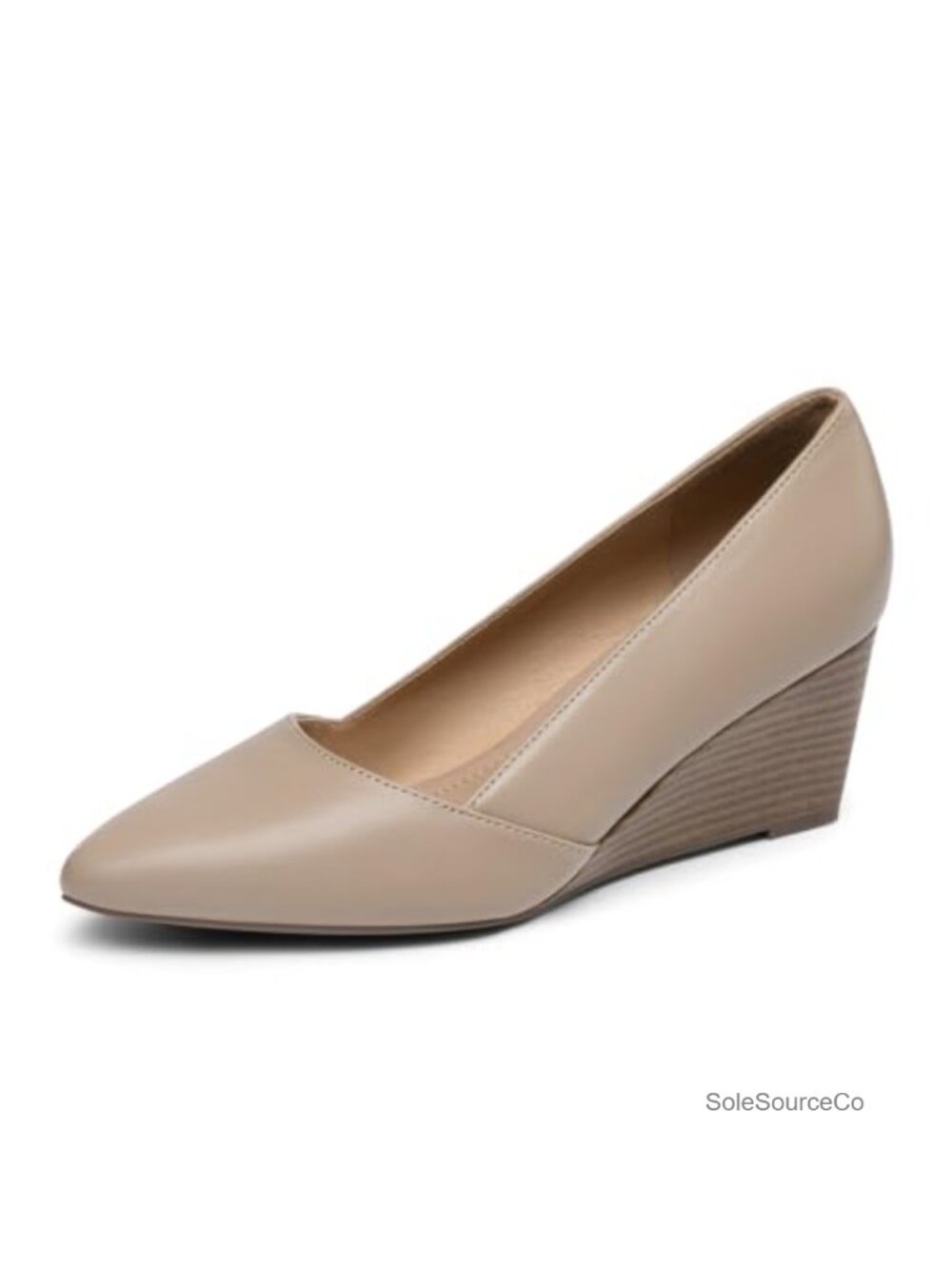 Women's Closed Toe Pumps 2.36 Inch Wedge Heels Faux Leather Slip On